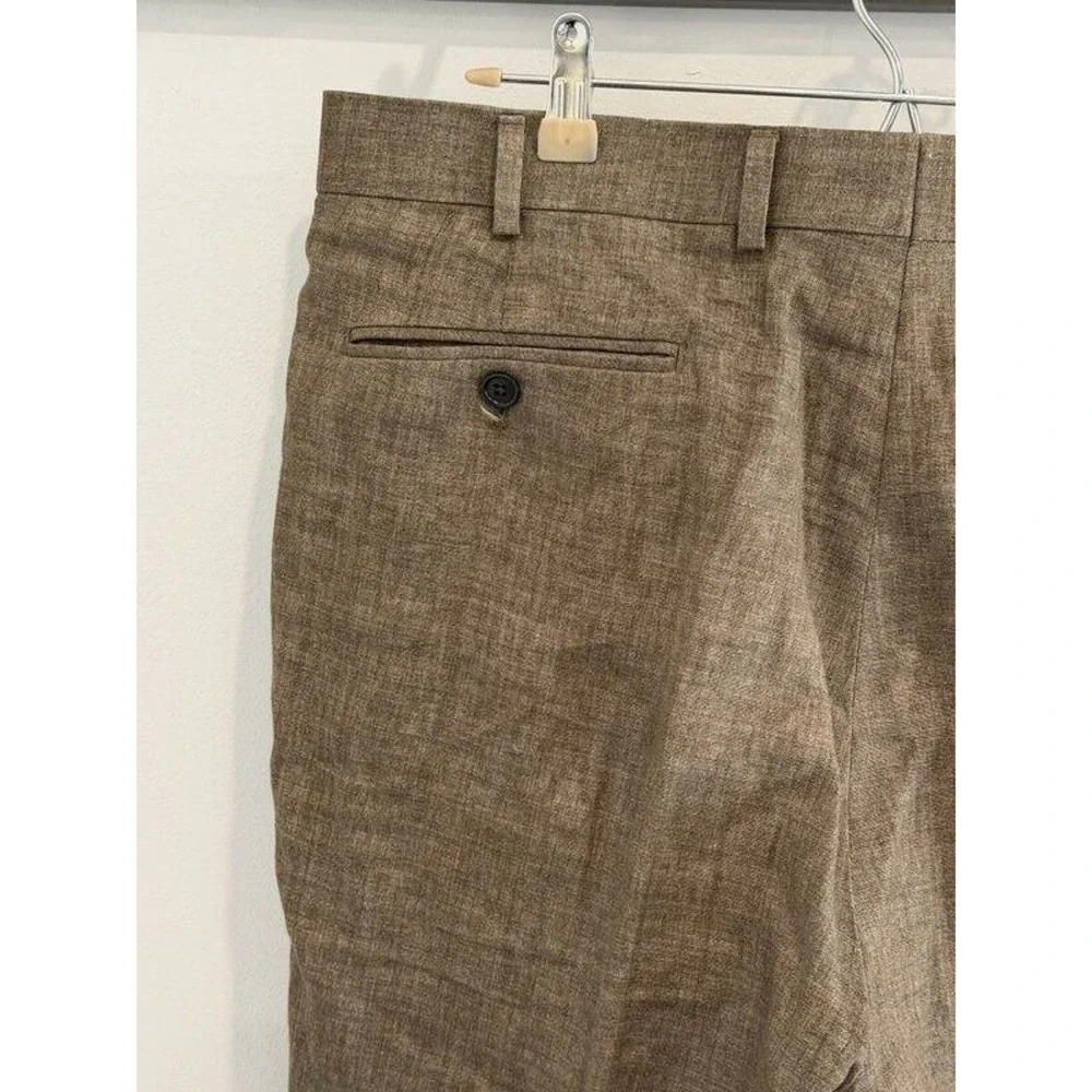 Brooks Brothers Regent Fit Mens Dark Brown 100% Linen Pants Size 38 x 27